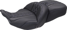 MUSTANG Heated Super Touring One Piece 2-Up Seat - Deluxe Diamond - Sky Blue Stitch - FLT/FLH '23-'25 89410SB