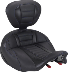 MUSTANG Deluxe Touring Solo Seat - with Driver's Backrest - Sky Blue Stitch - FLH/FLT '23-'25 89406SB