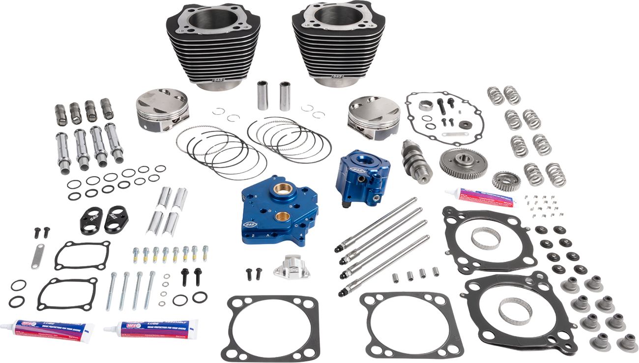 S&S CYCLE 129" Power Package - HPT496 - Gear Drive - Oil Cooled - Black with Highlights - 107" M8 310-1399