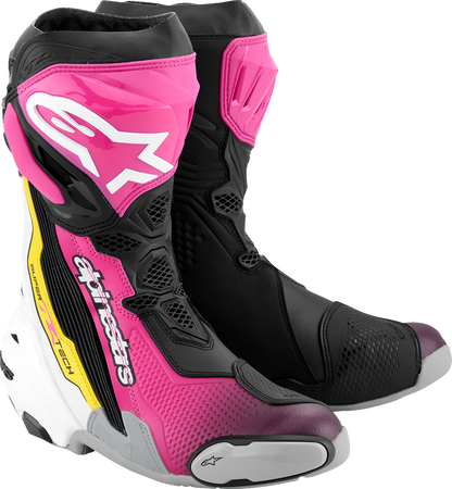 ALPINESTARS Supertech R Boots - Black/Magenta/White/Yellow - US 6 / EU 39 2220021-1634- 39