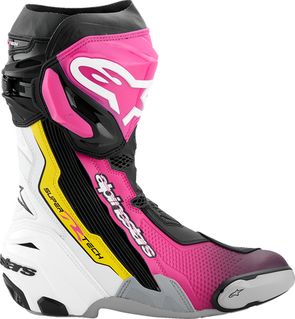 ALPINESTARS Supertech R Boots - Black/Magenta/White/Yellow - US 9.5 / EU 44 2220021-1634- 44