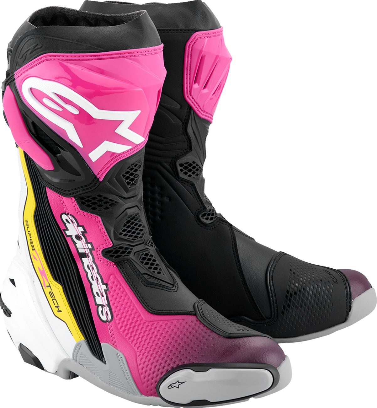 ALPINESTARS Supertech R Boots - Black/Magenta/White/Yellow - US 10.5 / EU 45 2220021-1634- 45