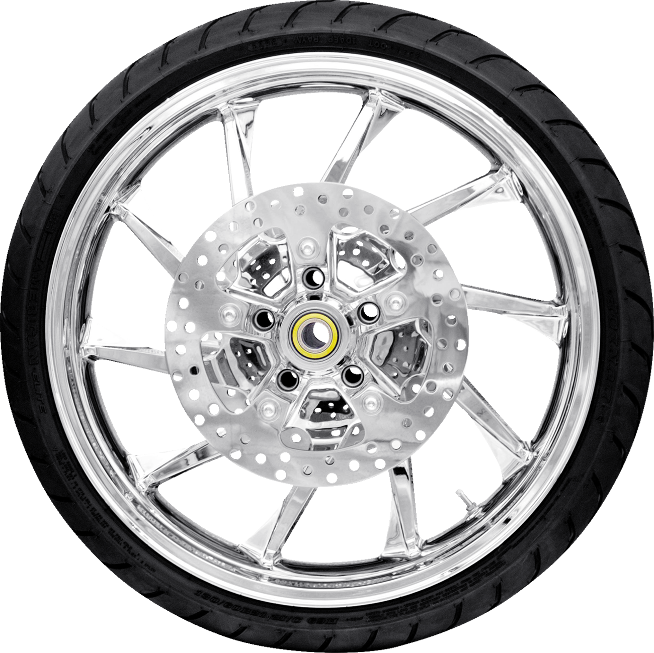 COASTAL MOTO Hurricane Front Wheel - Chrome (21") | Rotors (11.8") | Dunlop AE2 Tire (130/60B21) PKG2-HUR213CH-ABST