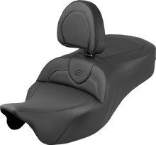 SADDLEMEN Roadsofa™ King Seat - With Backrest - Plain - Black Stitch - FLH/FLT '08-'25 808-07B-187SBR