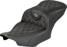 SADDLEMEN RoadSofa™ Seat - without Backrest - Lattice Stitch - Gold Stitch - FLH/FLT '23-'25 823-07-18207