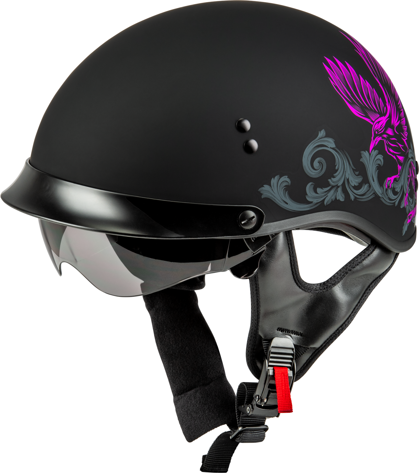 Hh 65 Corvus Helmet W/Peak Matte Black/Purple/Grey Xl