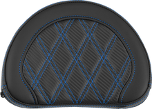 SADDLEMEN Contoured Sissy Bar Pad - Lattice Stitch - Blue Stitch 051320701