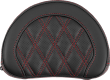 SADDLEMEN Contoured Sissy Bar Pad - Lattice Stitch - Red Stitch 051318404