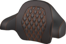 SADDLEMEN Tour-Pak® Backrest Pad - Lattice Stitch - Orange Stitch - FL '14-'25 814-07-20703