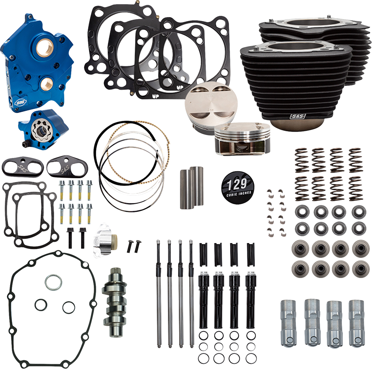 S&S CYCLE Power Pack - Oil Cooled - 550G - Wrinkle Black w/Highlight - Black Pushrod Tubes - 107" M8 310-1227D