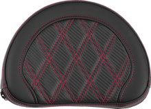 SADDLEMEN Contoured Sissy Bar Pad - Lattice Stitch - Red Stitch 051320704