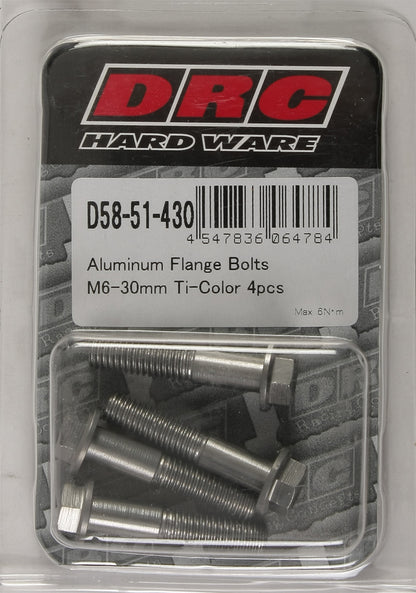 Aluminum Flange Bolts Titanium M6x30mm 4/Pk