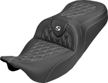 SADDLEMEN Roadsofa™ Carbon Fiber Seat - Lattice - White Stitch - Without Backrest - FLH/FLT '08-'25 808-07B-20606