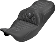 SADDLEMEN Roadsofa™ Carbon Fiber Seat - Lattice - Silver Stitch - Without Backrest - FLH/FLT '08-'25 808-07B-20605