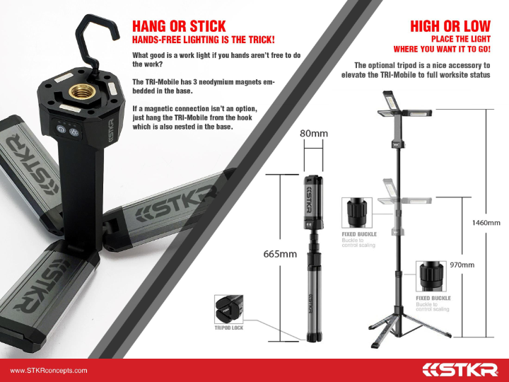 Tri Mobile Work Light W/Tripod 2000 Lumen