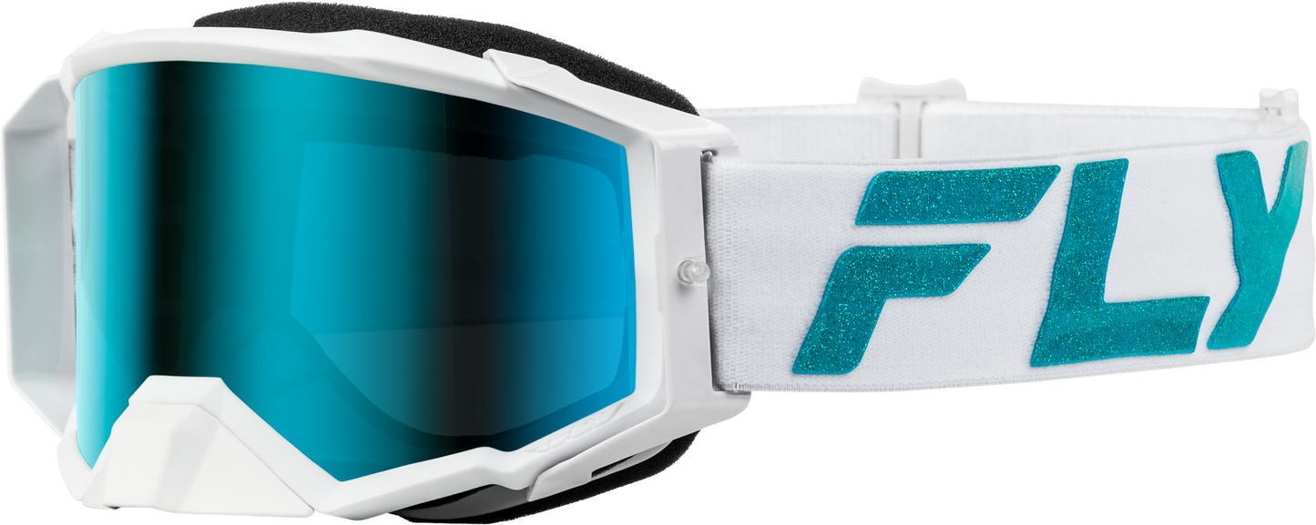 Zone Elite Goggle White/Teal W/ Light Grn Mirror/Smoke Lens
