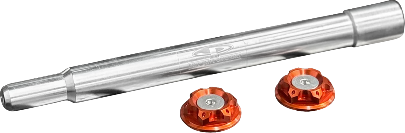 PAUL YAFFE BAGGER NATION Y-Axle with Turret Style Axle Cover Kit - Custom - Front - Orange - 25 mm PYO:YAXLE-08-HT-OR