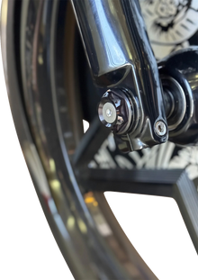 PAUL YAFFE BAGGER NATION Y-Axle with Turret Style Axle Cover Kit - Custom - Front - Black - 1" PYO:YAXLE-07-HT-BK