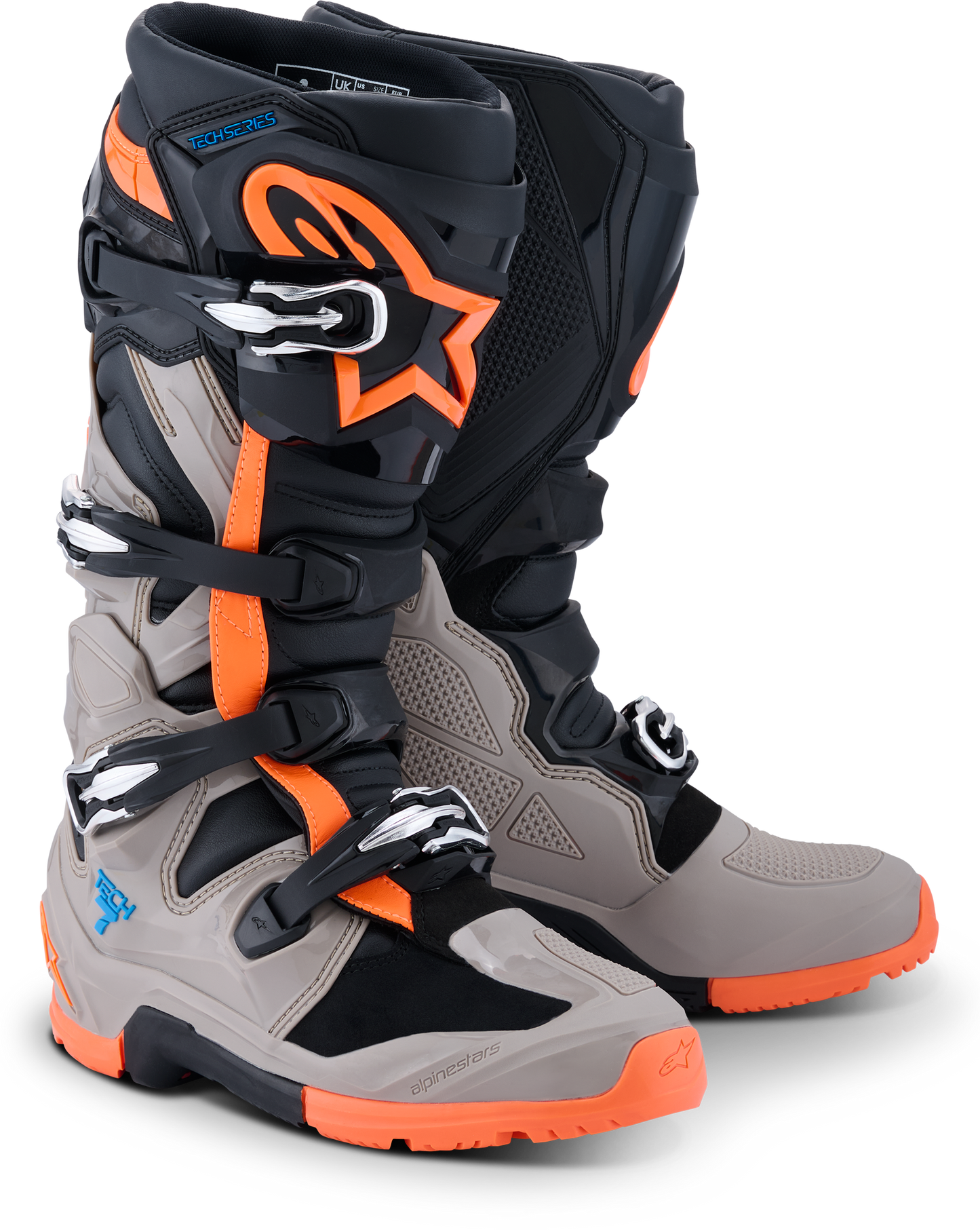 Tech 7 Enduro Blk/Warm Gry/Orange Fluo 11