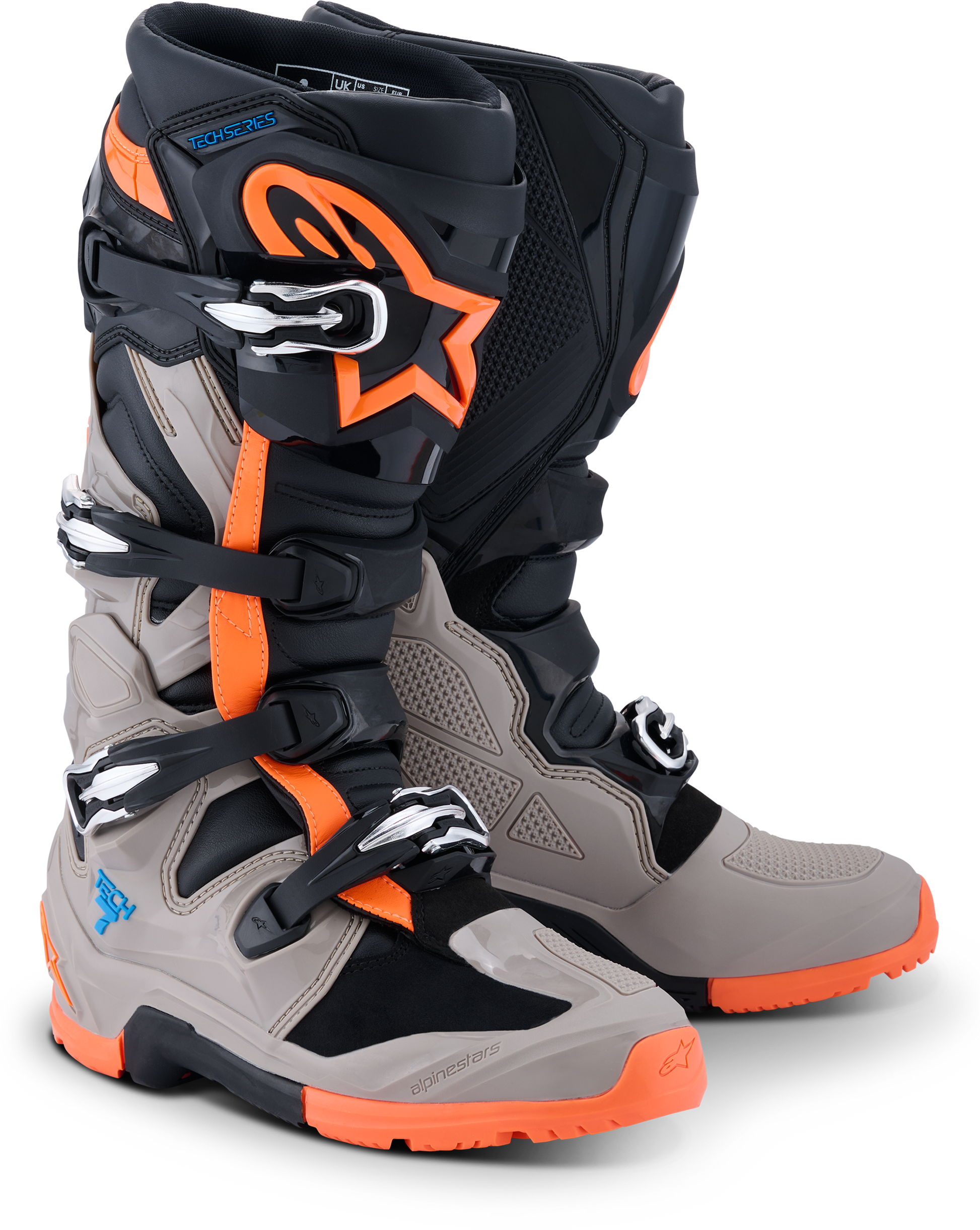 Tech 7 Enduro Blk/Warm Gry/Orange Fluo 11