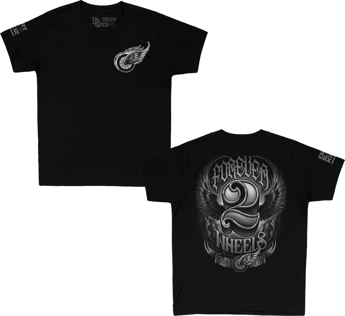 Two Wheels Youth Tee Black Ys