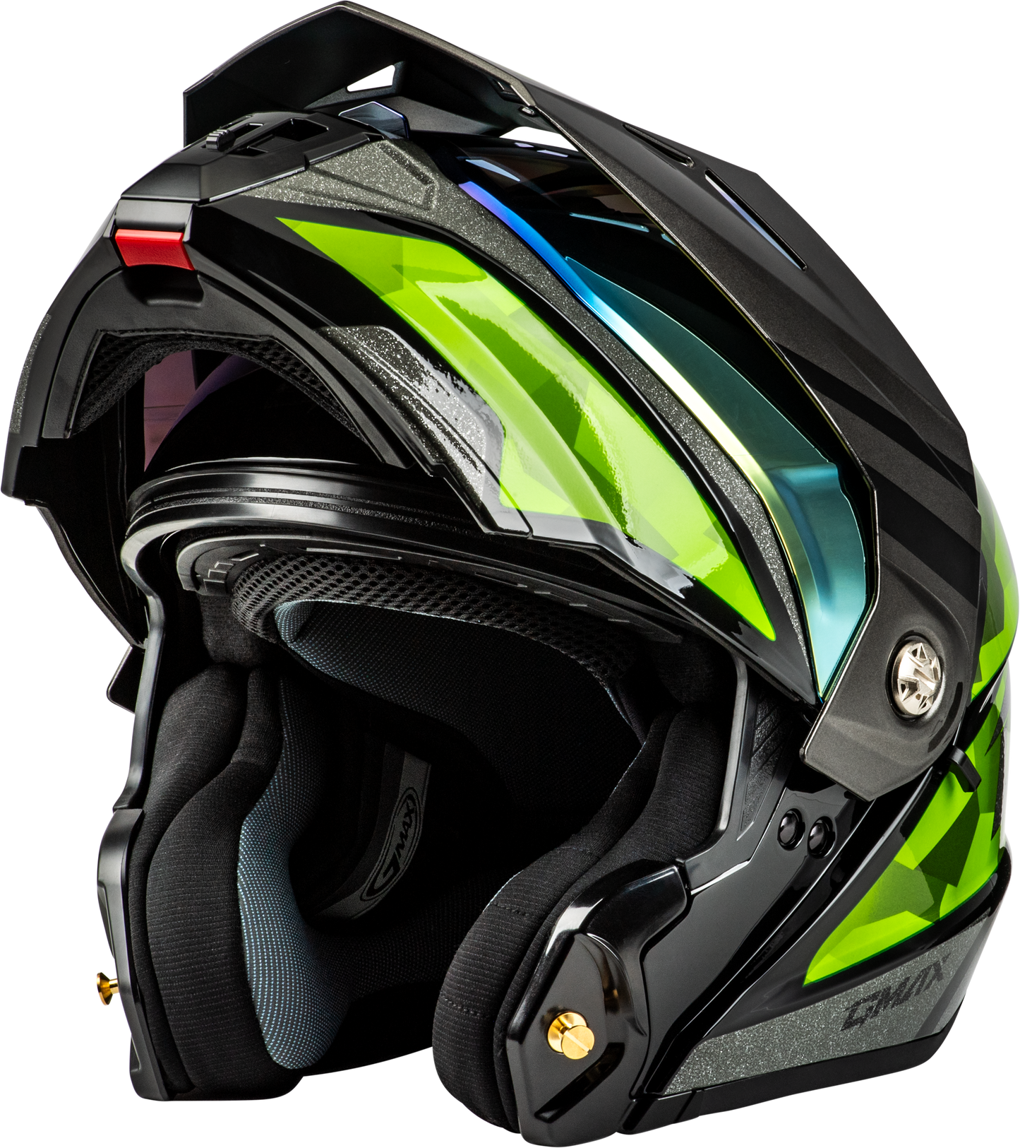 Md 74 Striker Modular Helmet W Gld Shld Blk/Slvr/Grn Mtlc 2x