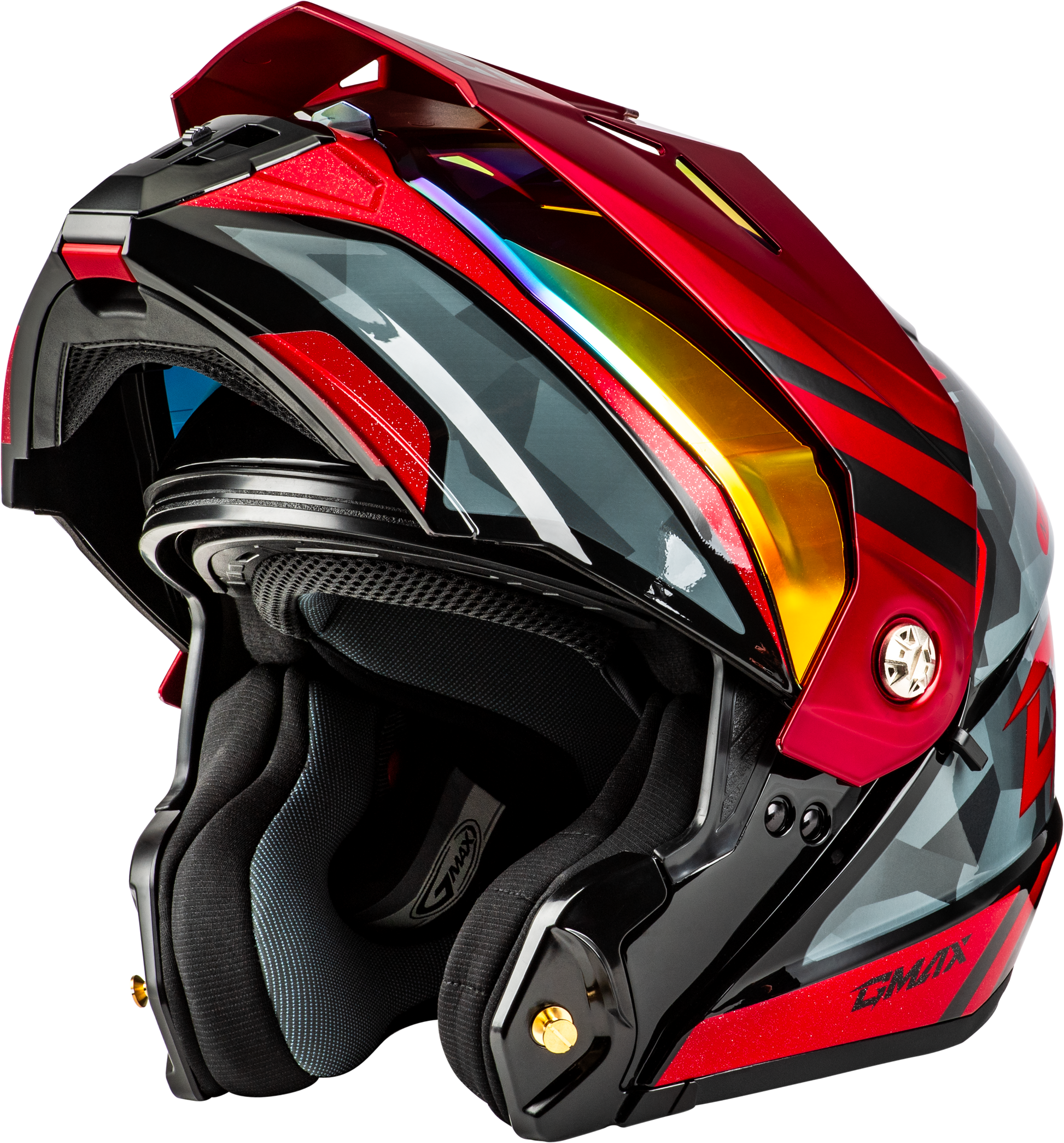 Md 74 Striker Modular Helmet W Red Shield Blk/Gry/Rd Mtlc 3x