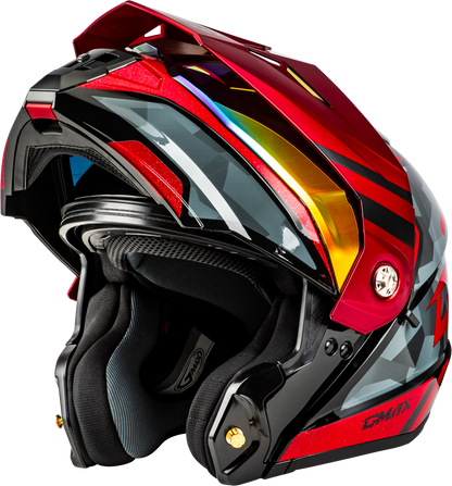 Md 74 Striker Modular Helmet W Red Shield Blk/Gry/Rd Mtlc Xl