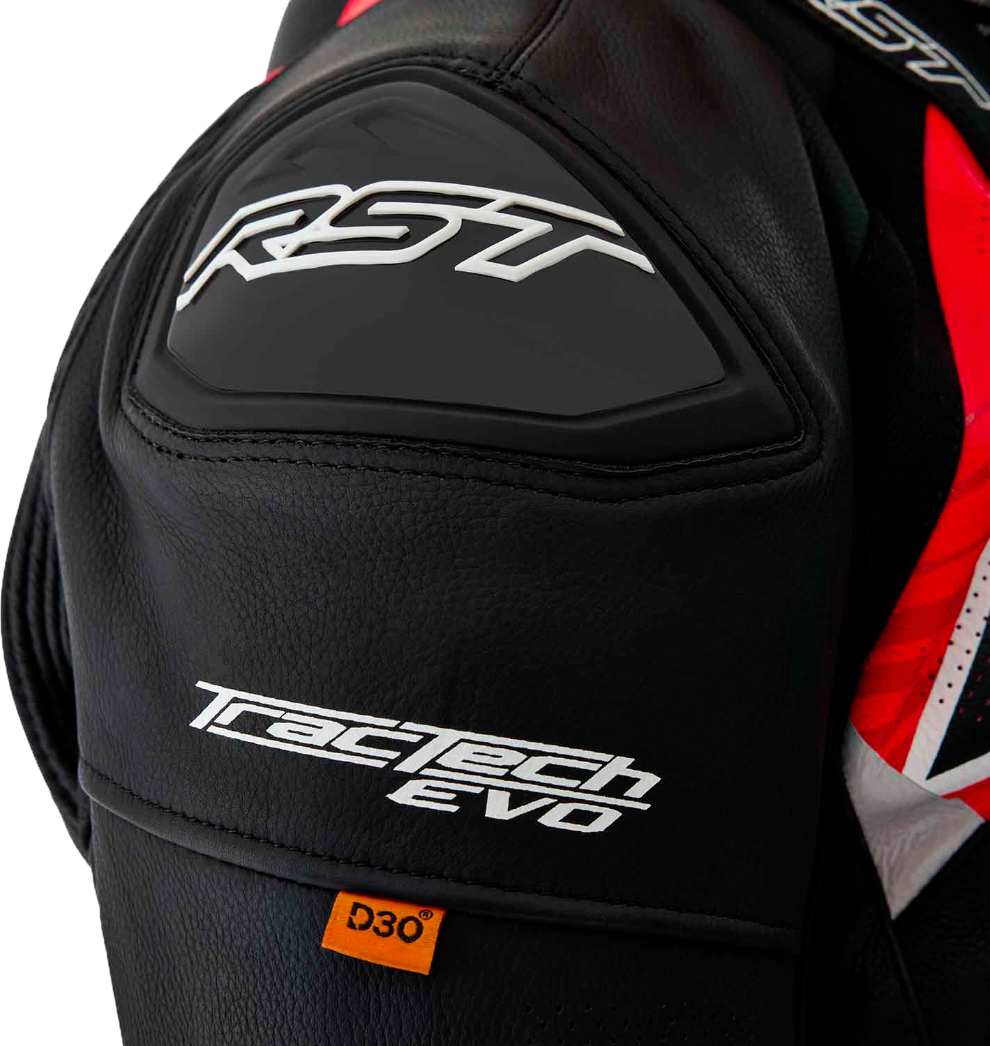 Tractech Evo D3o Jacket Blk/Flo Red Leather 3x