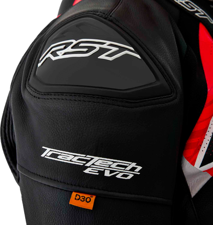 Tractech Evo D3o Jacket Blk/Flo Red Leather Md