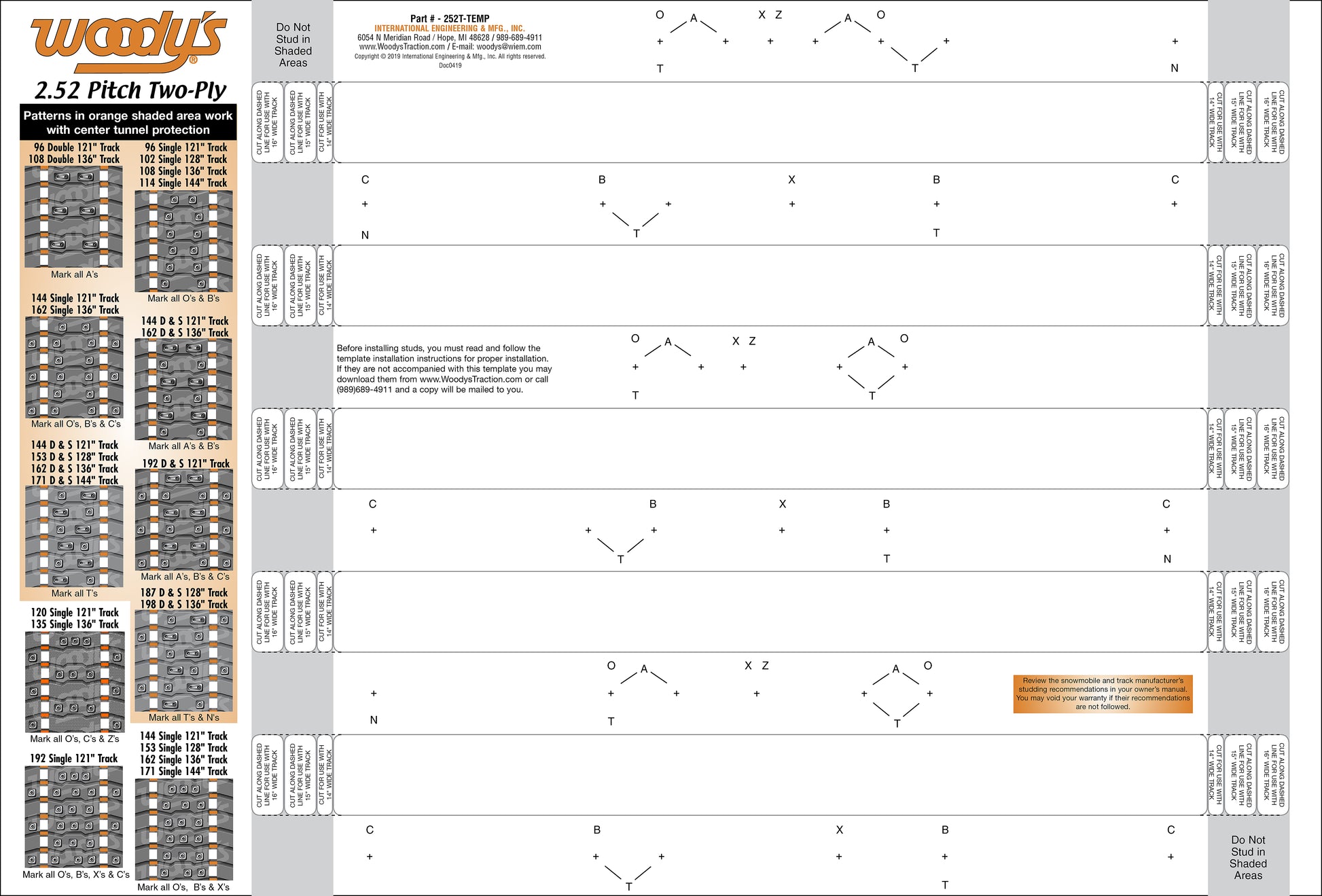 Stud Template 2.52" 2 Ply