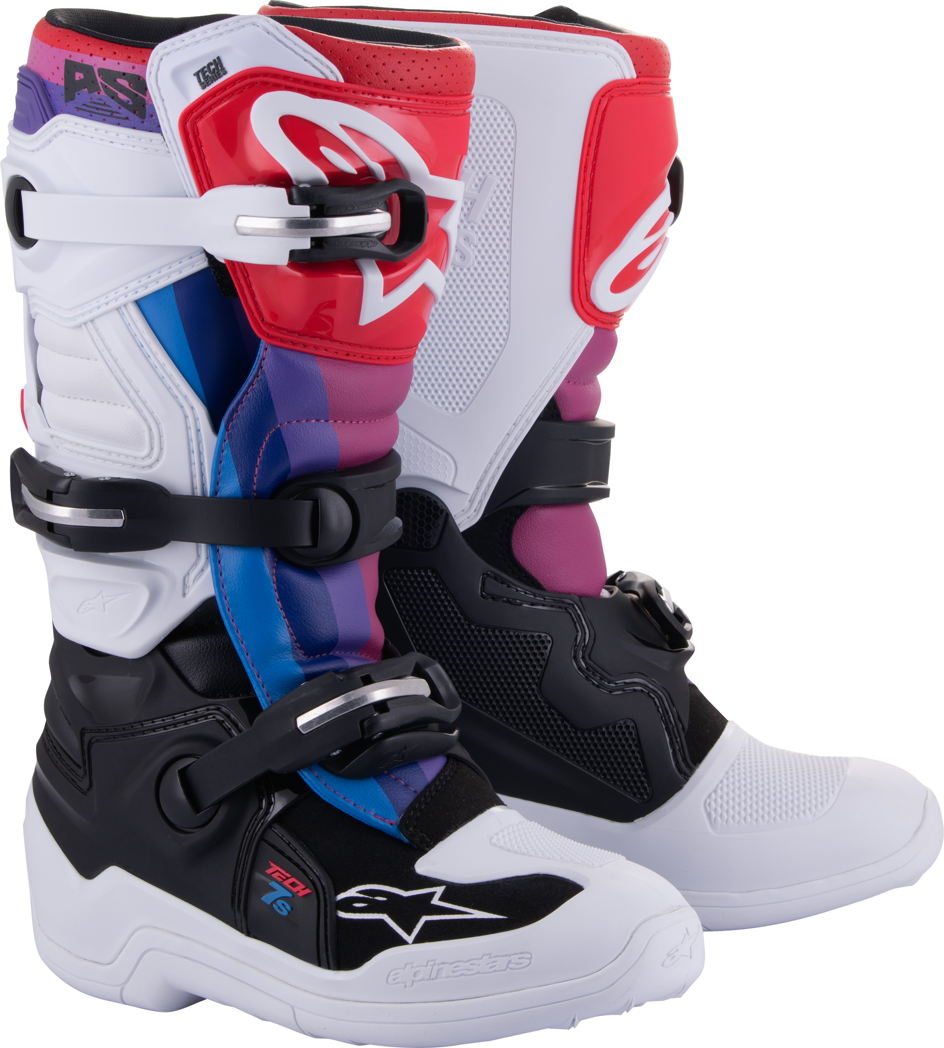 Tech 7s Boots Wht/Blk/Rainbow Sz 3
