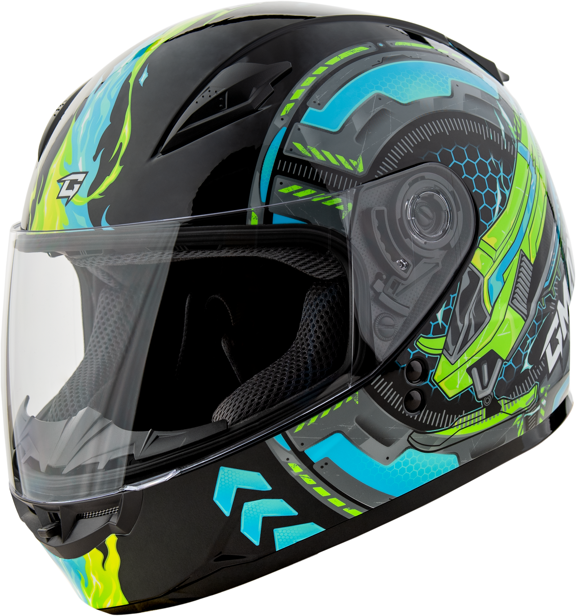 Gm 49y Charge Helmet Black/Blue/Green Yl
