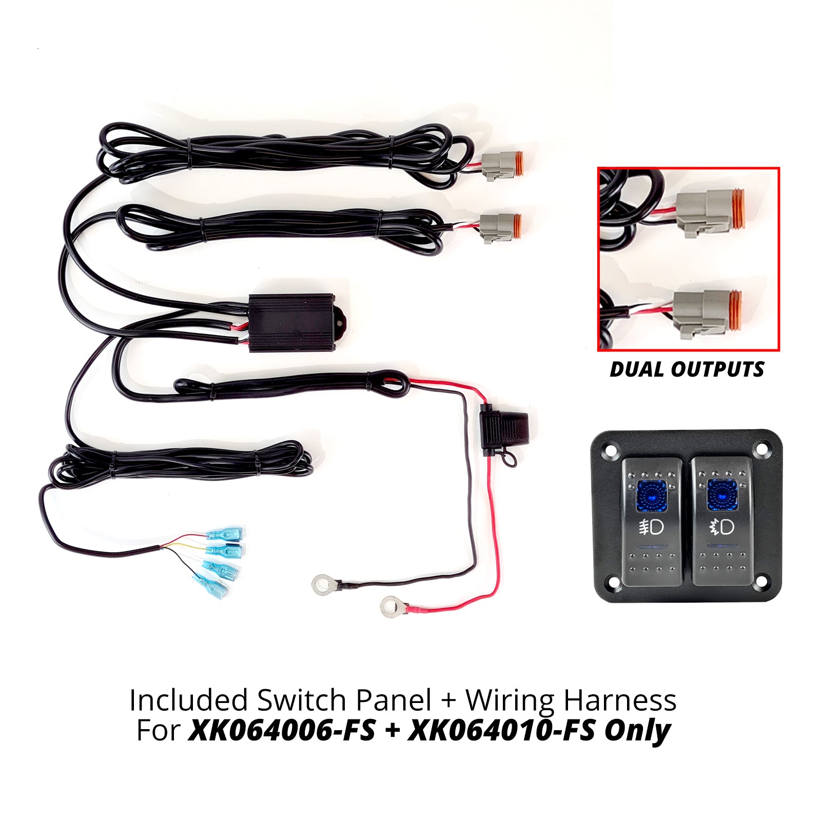 2 Switch Rocker Panel 2 Output Wire Strobe Combo
