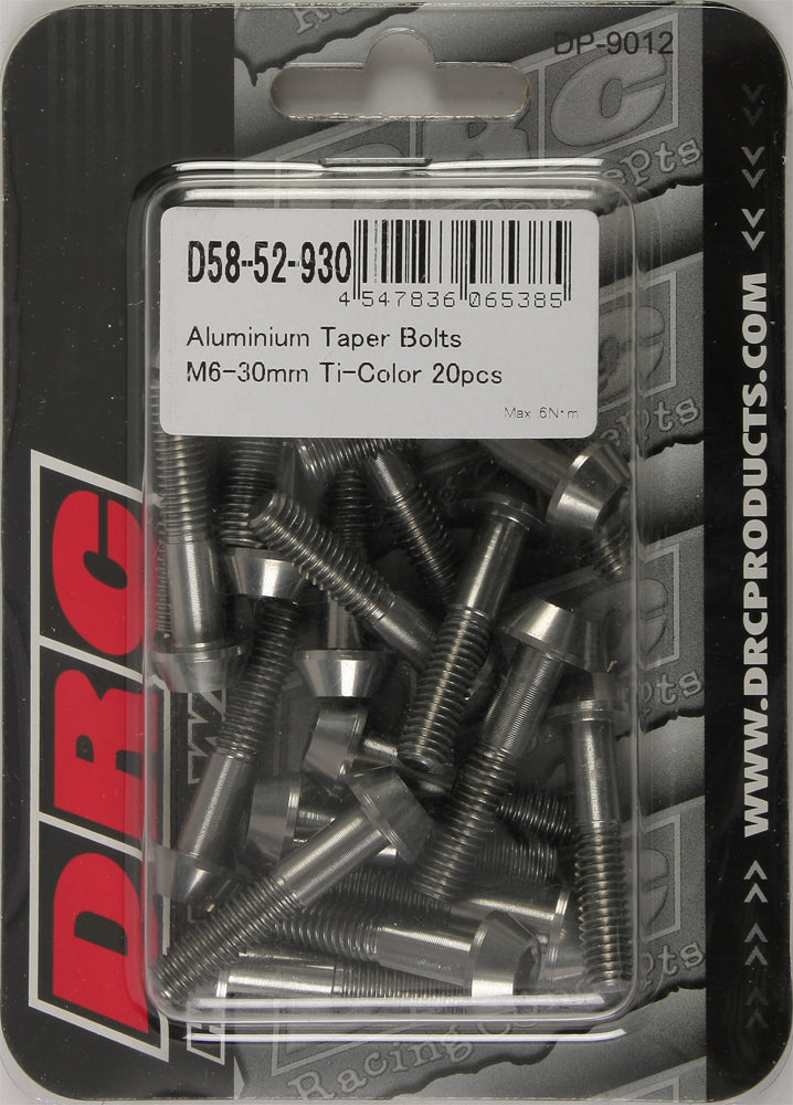Aluminum Taper Bolts Titanium M6x30mm 20/Pk