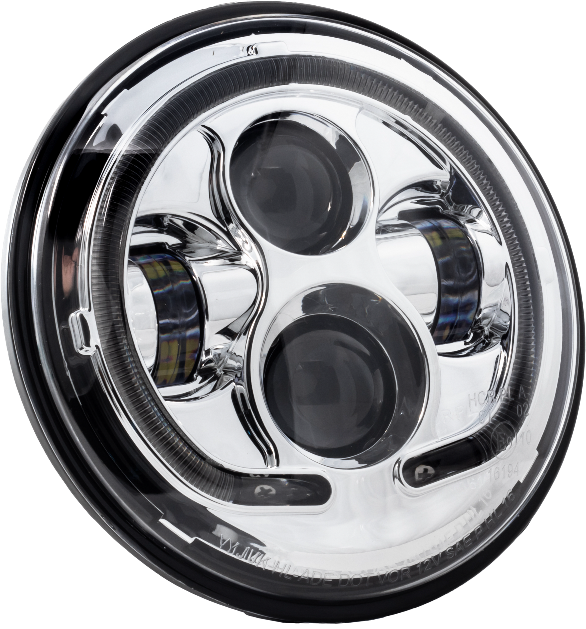 7" Led Headlight Chr Halo W/ Mnt Adapter