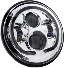 7" Led Headlight Chr Halo W/ Mnt Adapter