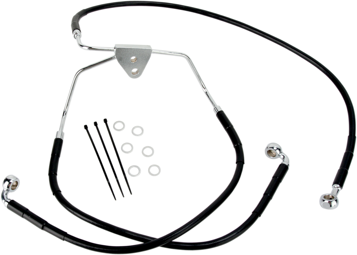DRAG SPECIALTIES Brake Line - Front - Black - +4" 620085-4BLK