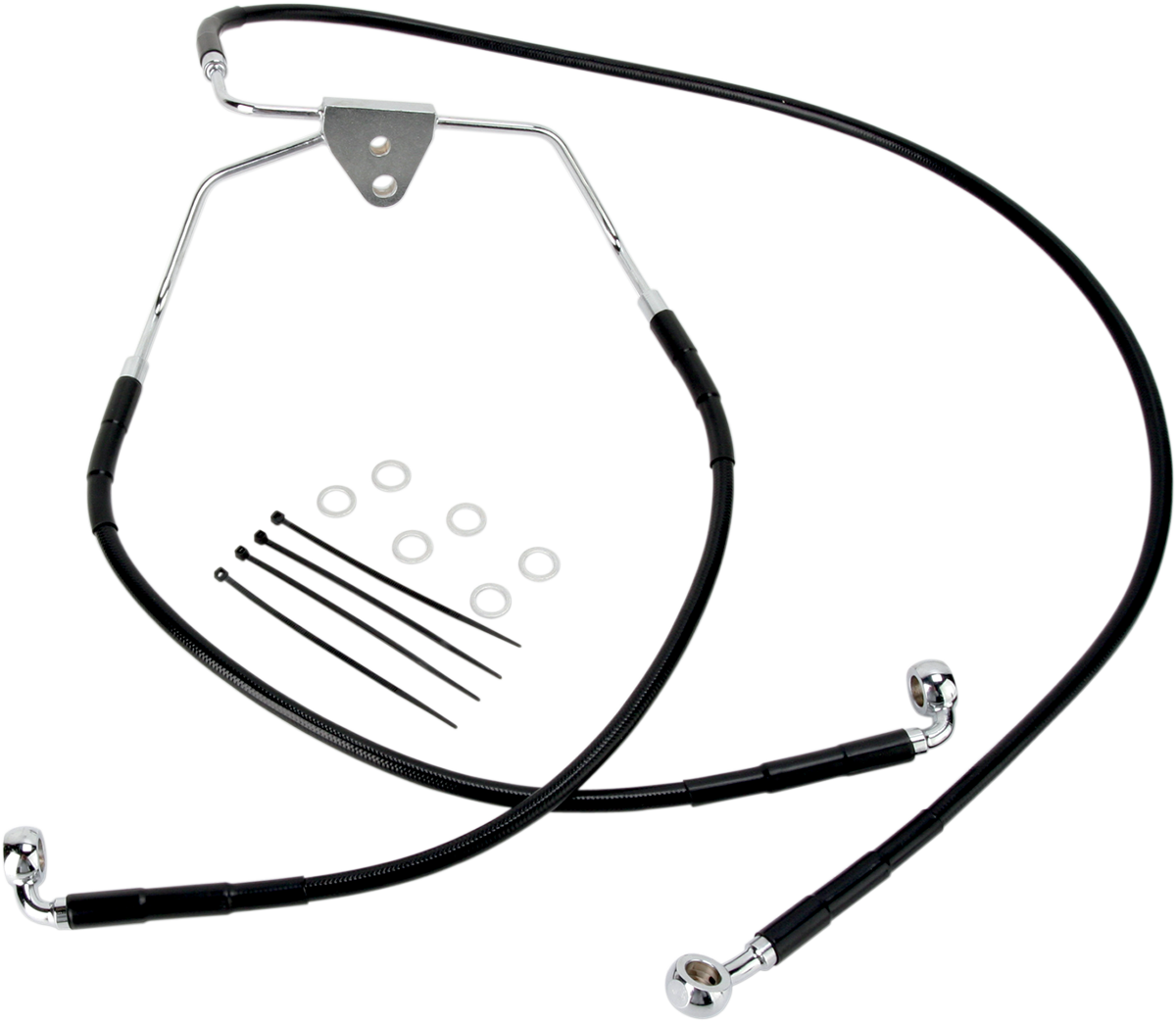 DRAG SPECIALTIES Brake Line - Front (Lower/Upper) - Black 660411-BLK