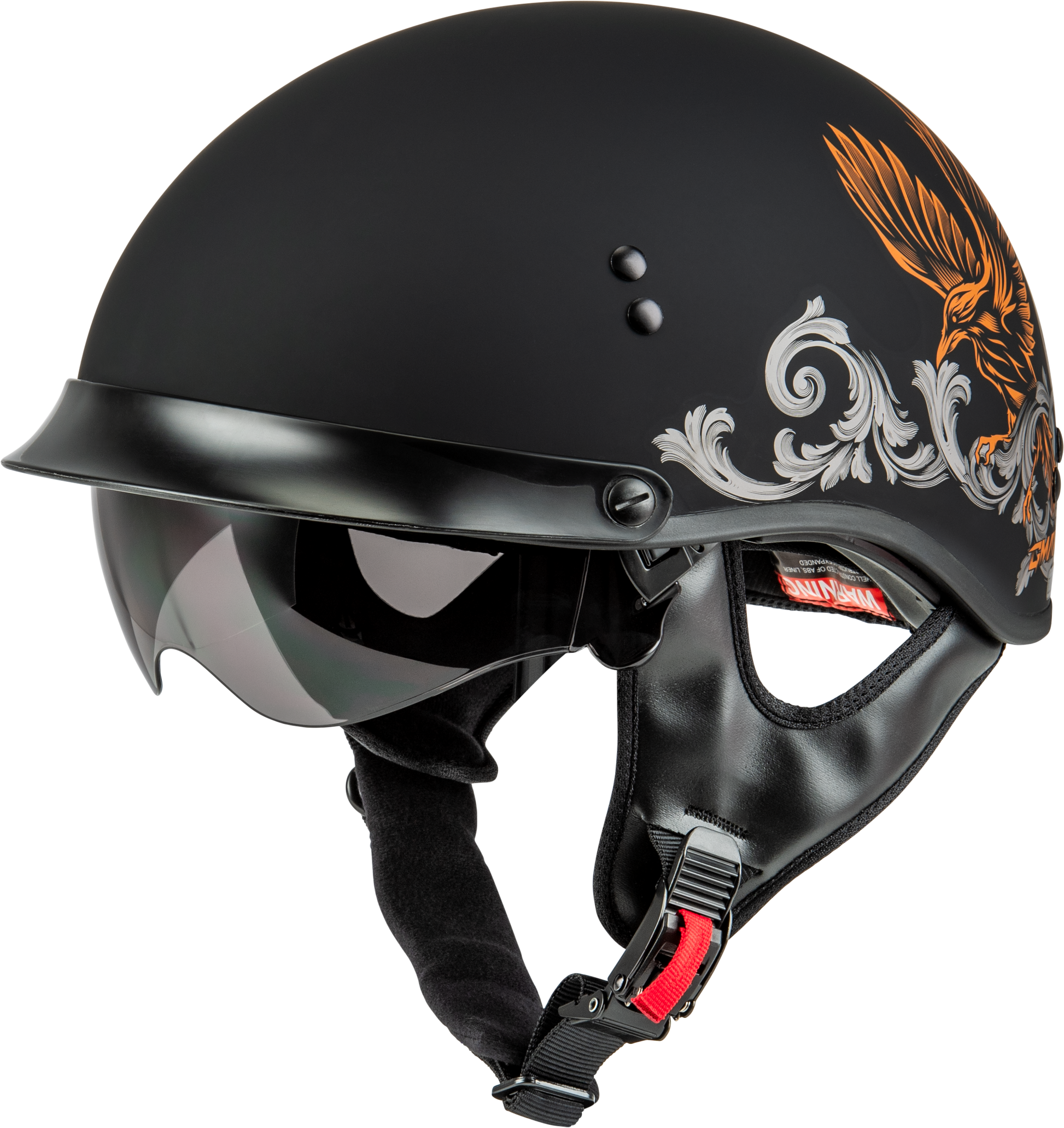 Hh 65 Corvus Helmet W/Peak Matte Black/Silver/Orange 2x
