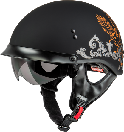 Hh 65 Corvus Helmet W/Peak Matte Black/Silver/Orange 2x