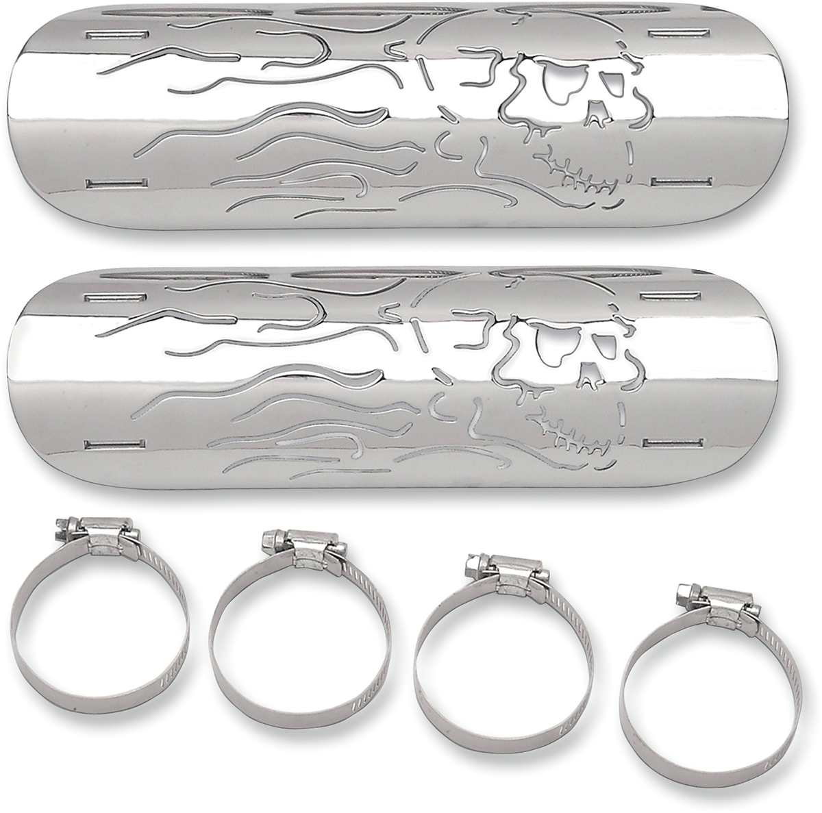 DRAG SPECIALTIES Flame Skull Heat Shields 1861-0102