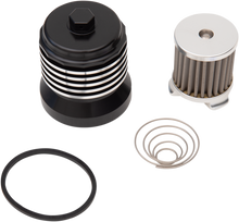PC RACING Flo® "Spin-On" Oil Filter - Black with Polished Fins - Aprilia/BMW/Buell/H-D/Moto Guzzi/Yamaha PCS4BC