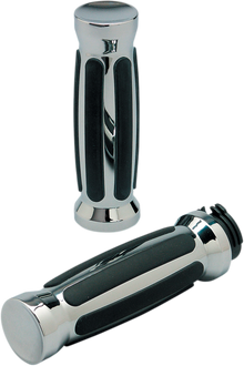 PRO-ONE PERF.MFG. Custom Straight Rubber Grips - Cable - Chrome 490000