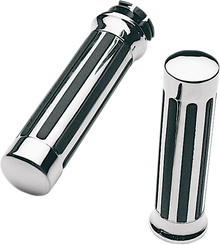 PRO-ONE PERF.MFG. Custom Chrome Rail Style Rubber Grips - Ribs - Roy Star - Chrome 802450