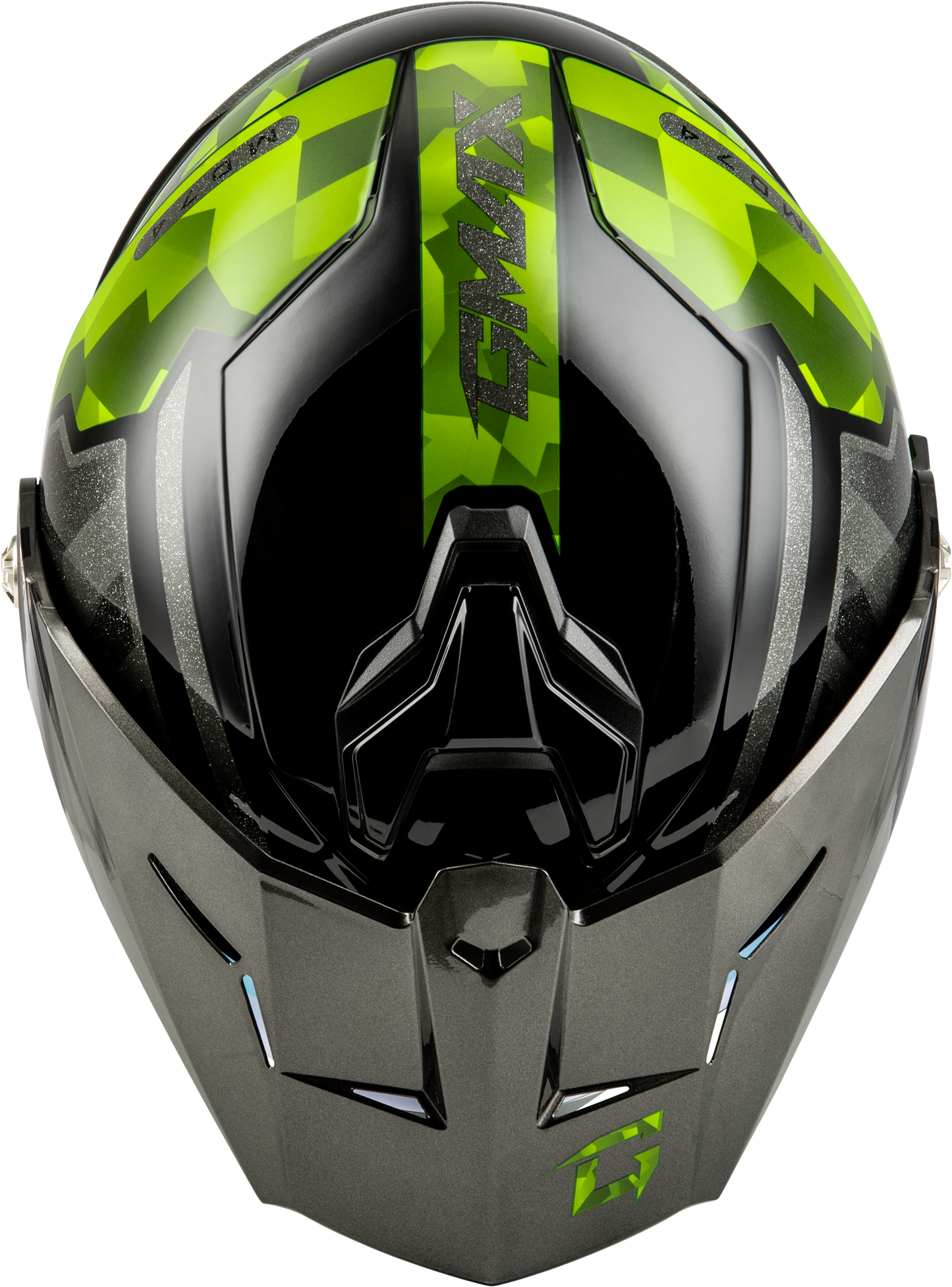 Md 74 Striker Modular Helmet W Gld Shld Blk/Slvr/Grn Mtlc Xs