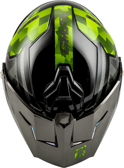 Md 74 Striker Modular Helmet W Gld Shld Blk/Slvr/Grn Mtlc Xs