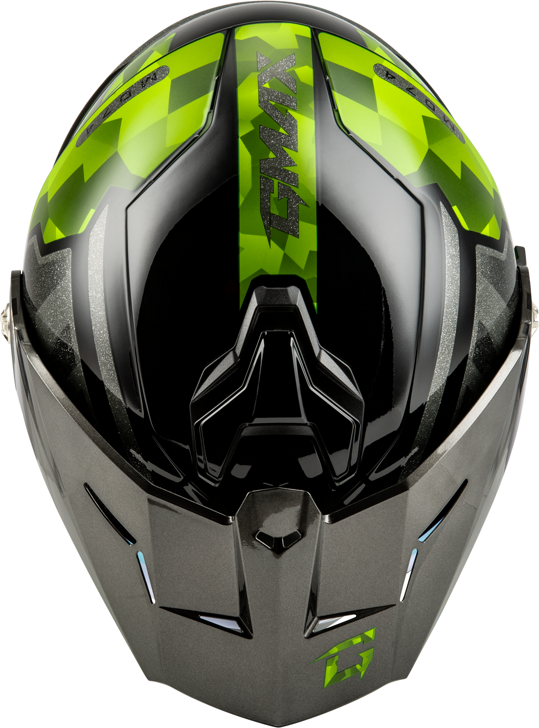 Md 74 Striker Modular Helmet W Gld Shld Blk/Slvr/Grn Mtlc Sm