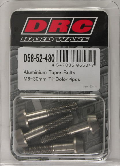 Aluminum Taper Bolts Titanium M6x30mm 4/Pk