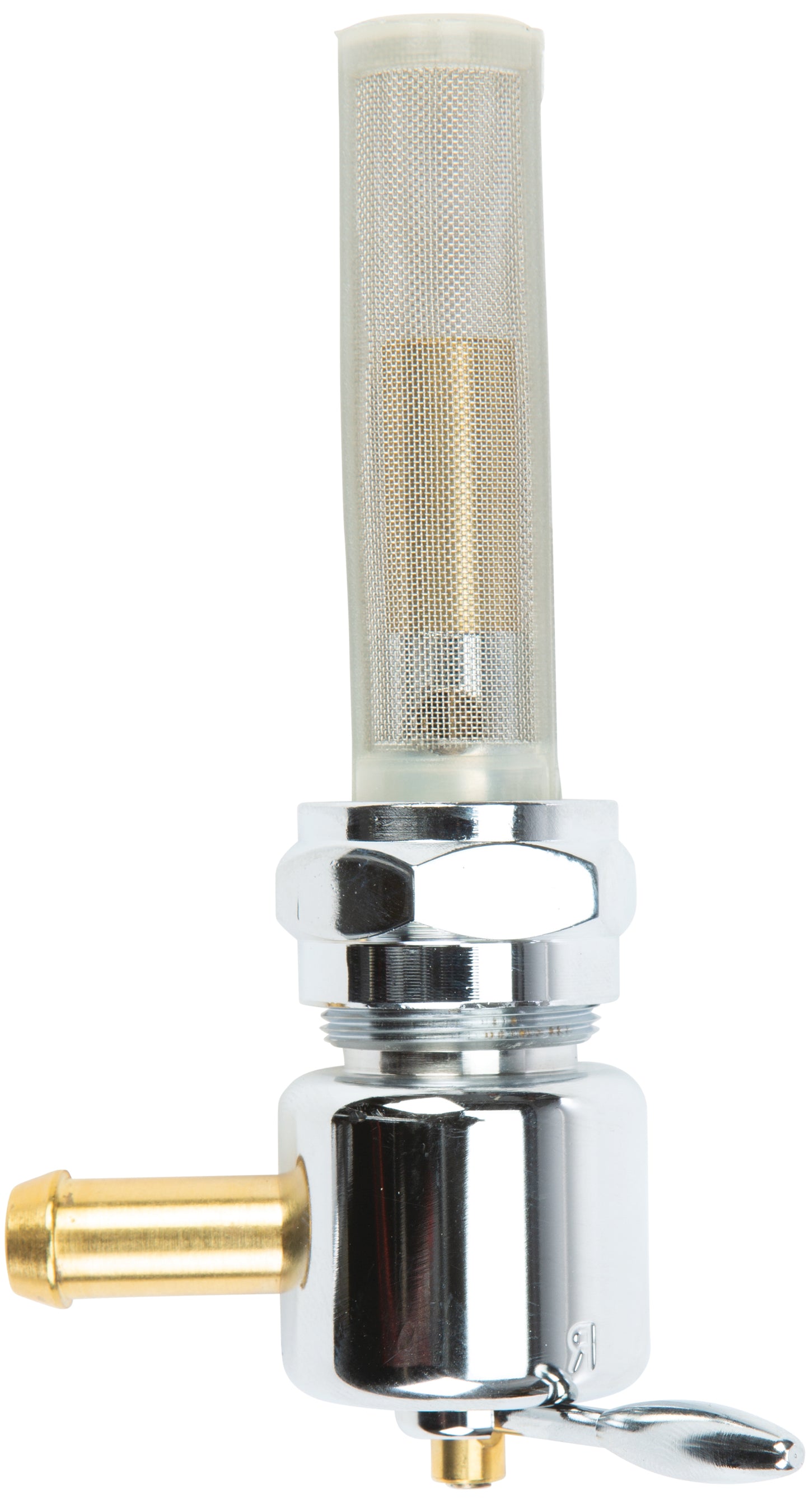 Round Petcock 22mm Bung Right Spigot Chrome